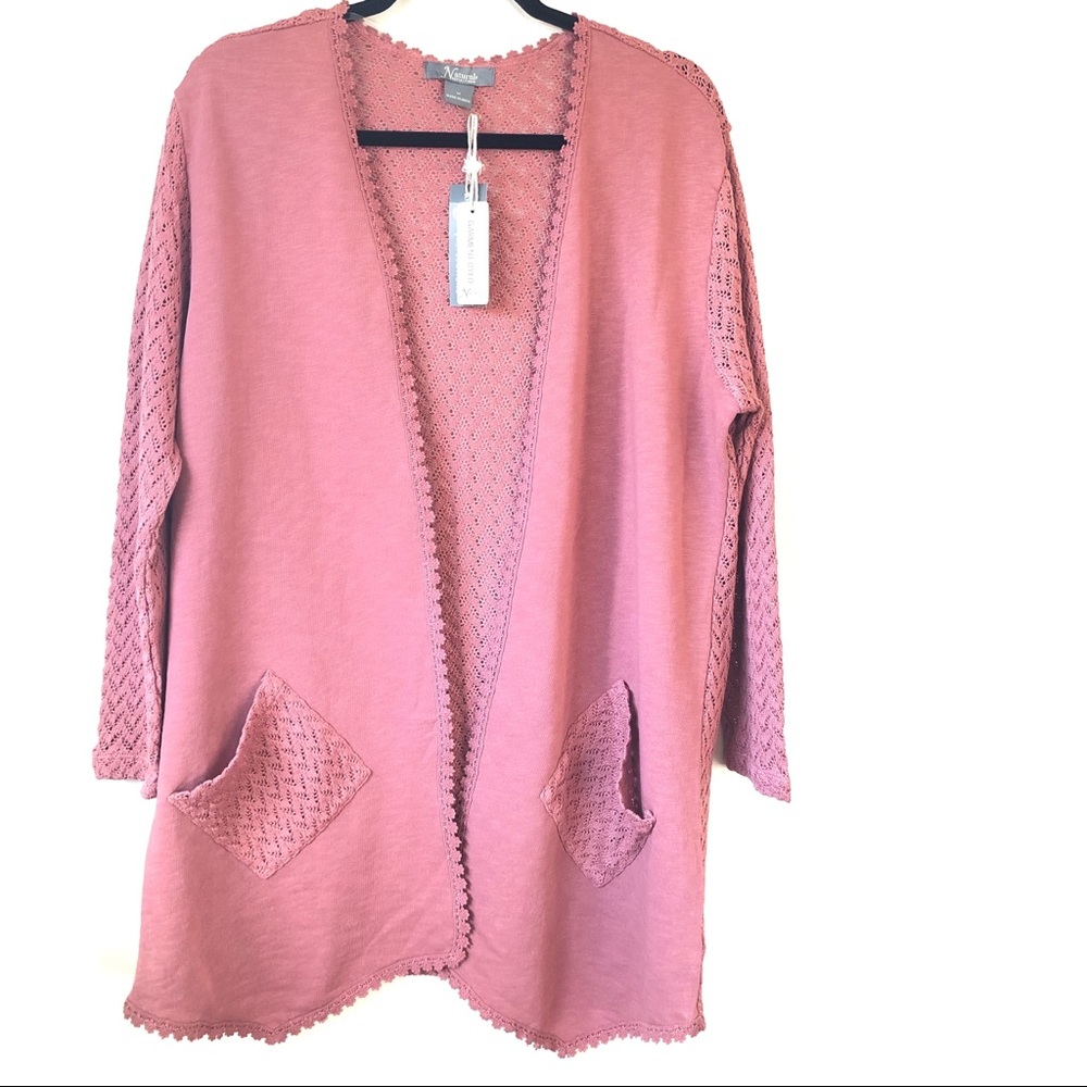 Natural Reflection Open Front Knit Cardigan